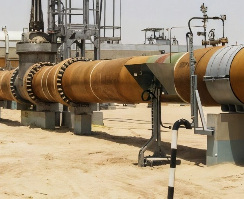 Tubo de PRFV de grande diâmetro instalado em sistema industrial para transporte de fluidos.